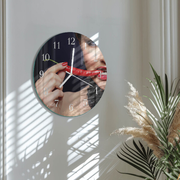 Round wall clock Chili pepper