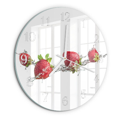 Round wall clock Strawberries in water