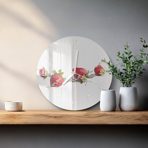 Round wall clock Strawberries in water