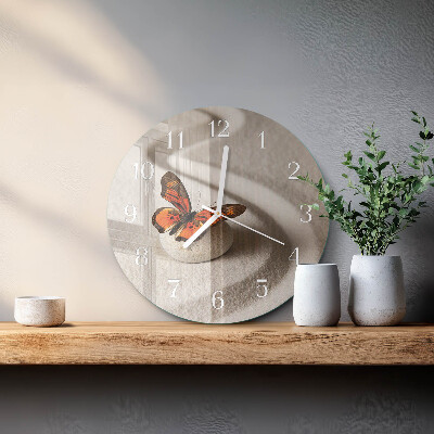 Round wall clock Butterfly