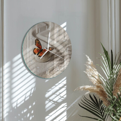 Round wall clock Butterfly