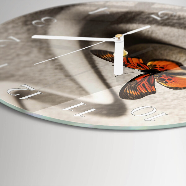 Round wall clock Butterfly
