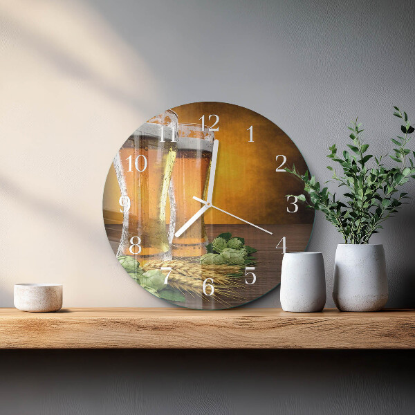Round wall clock Glasses of beer