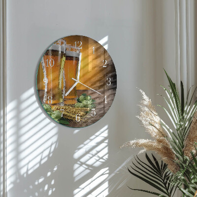 Round wall clock Glasses of beer