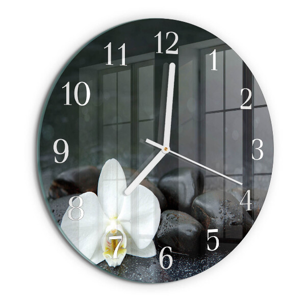Round wall clock Flower and stones