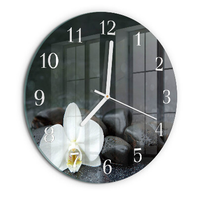 Round wall clock Flower and stones