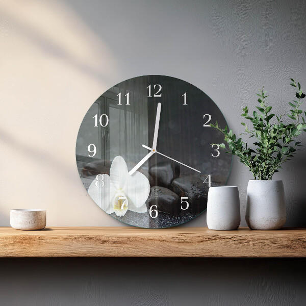 Round wall clock Flower and stones