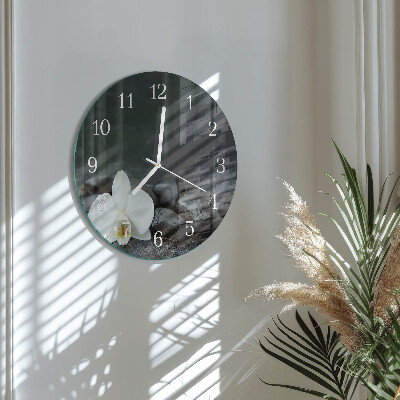 Round wall clock Flower and stones