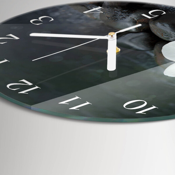 Round wall clock Flower and stones