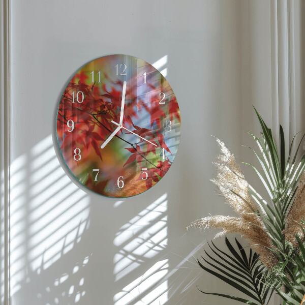 Round wall clock Maple Leaves