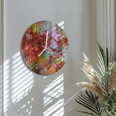 Round wall clock Maple Leaves
