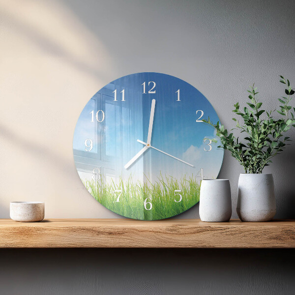 Round wall clock Grass