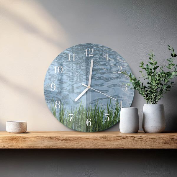 Round wall clock Grass Water