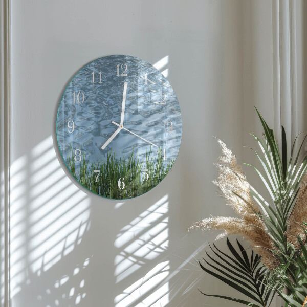 Round wall clock Grass Water