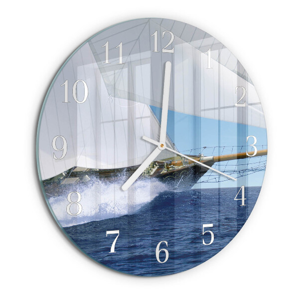 Round wall clock Sailboat
