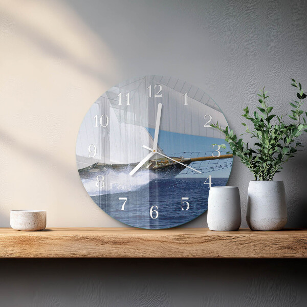Round wall clock Sailboat