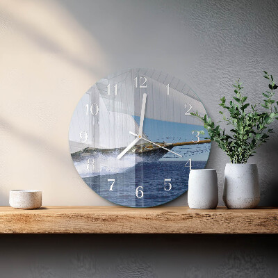 Round wall clock Sailboat