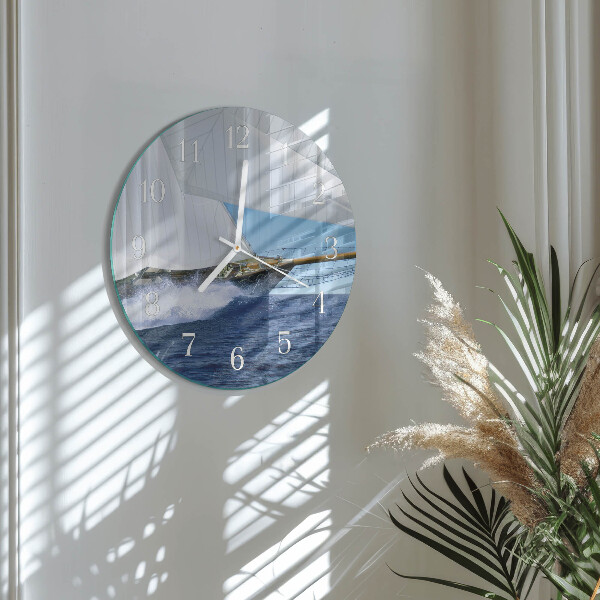 Round wall clock Sailboat