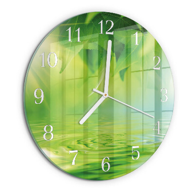 Round wall clock Leaves
