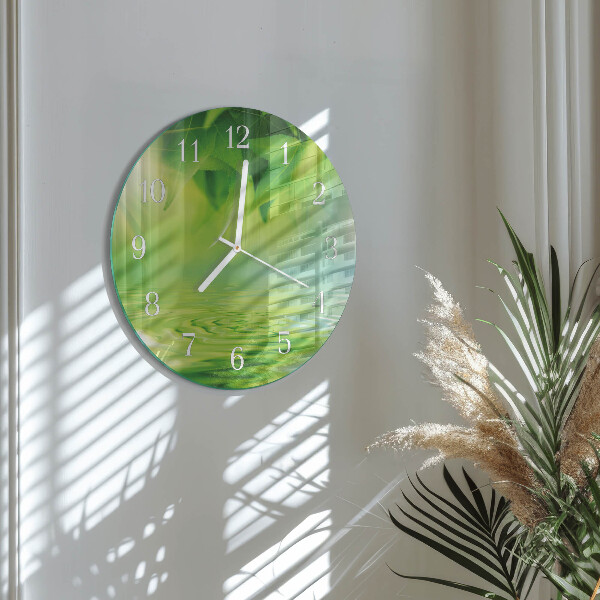 Round wall clock Leaves