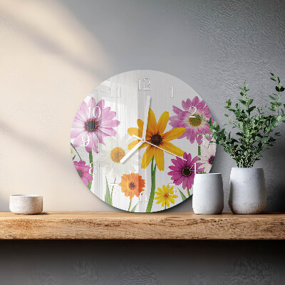 Round wall clock Flowers