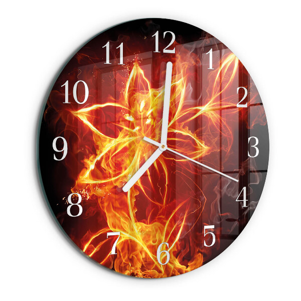 Round wall clock Fire Flower