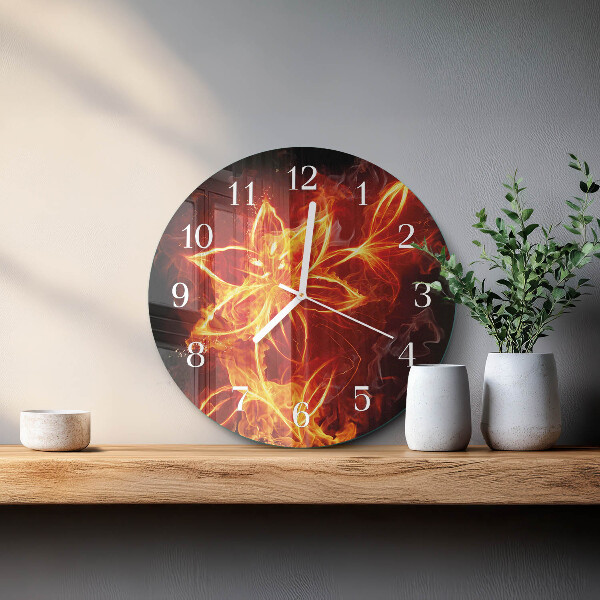 Round wall clock Fire Flower