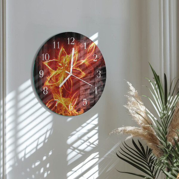Round wall clock Fire Flower