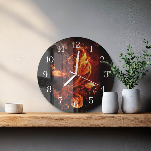 Round wall clock Fire Flower