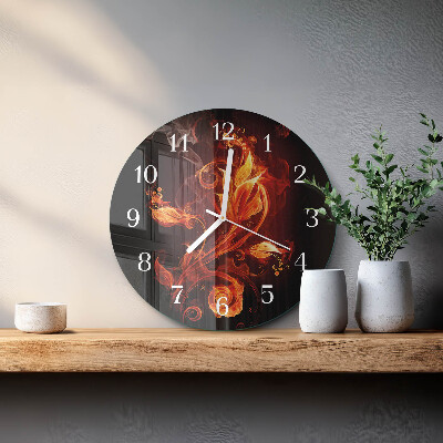 Round wall clock Fire Flower