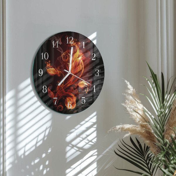 Round wall clock Fire Flower