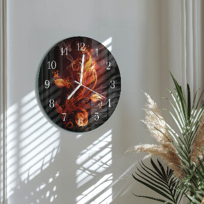 Round wall clock Fire Flower
