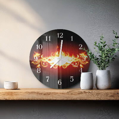 Round wall clock Fire Flower