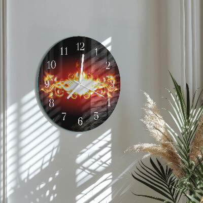 Round wall clock Fire Flower