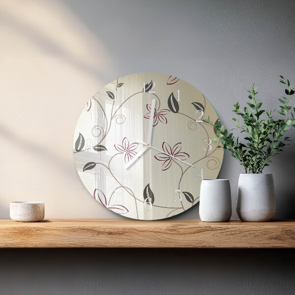 Round wall clock Floral Art