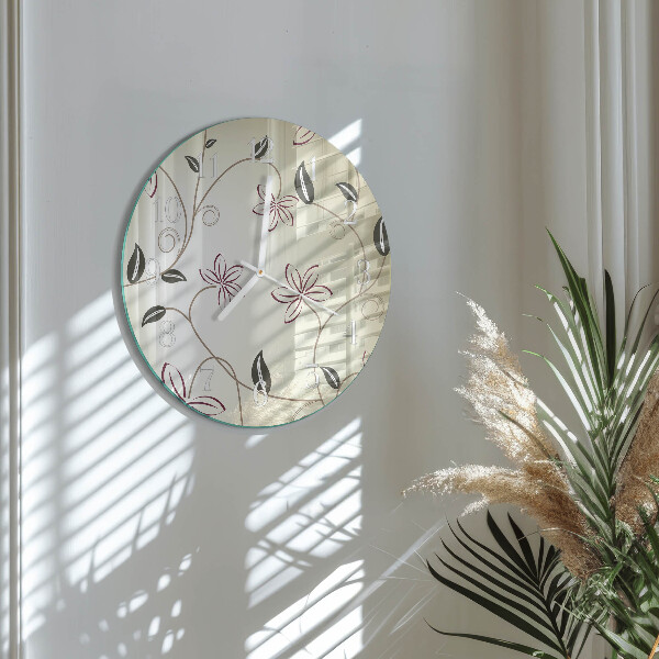 Round wall clock Floral Art