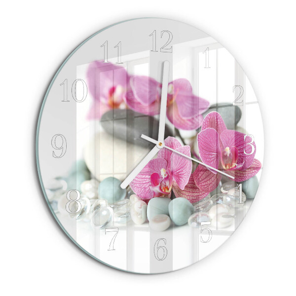 Round wall clock Orchids