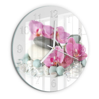 Round wall clock Orchids