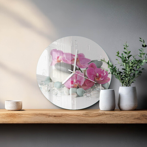 Round wall clock Orchids