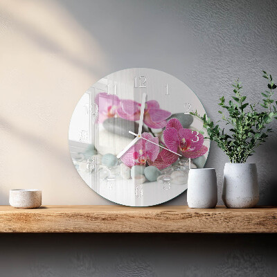 Round wall clock Orchids