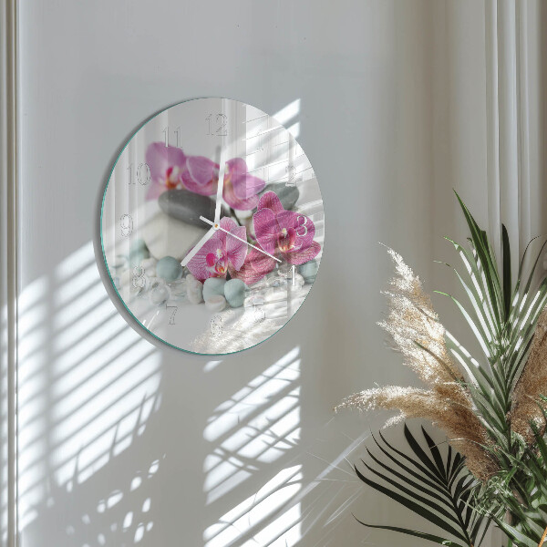Round wall clock Orchids