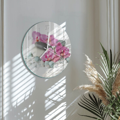 Round wall clock Orchids