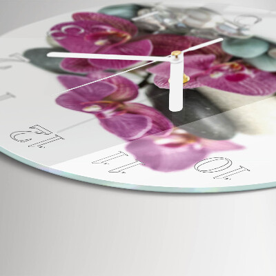 Round wall clock Orchids
