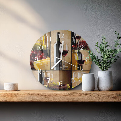 Round wall clock Bottle of Wine