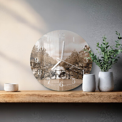 Round wall clock Amsterdam Sepia