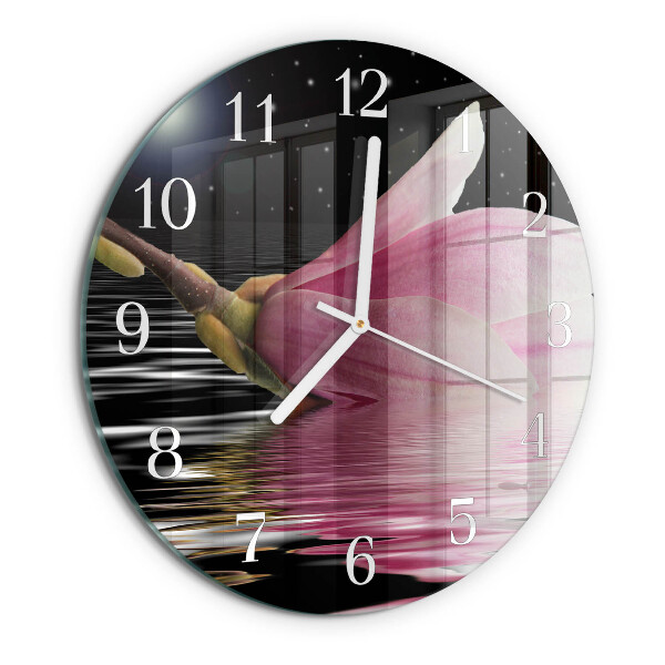 Round wall clock Magnolia Flower