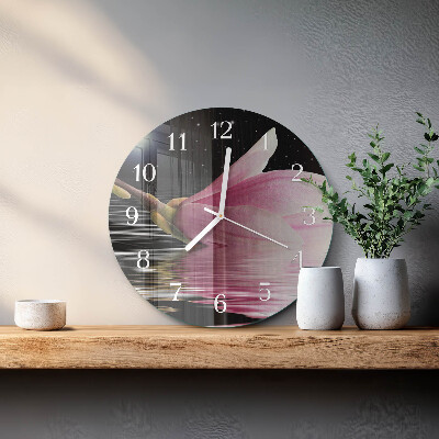 Round wall clock Magnolia Flower