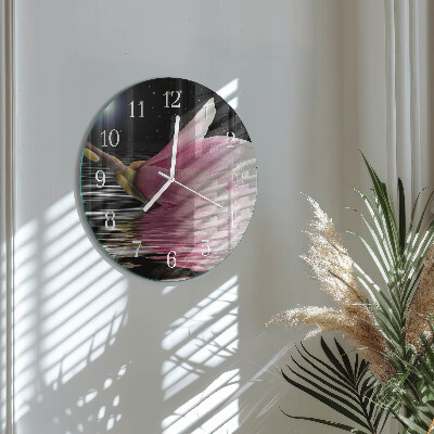 Round wall clock Magnolia Flower