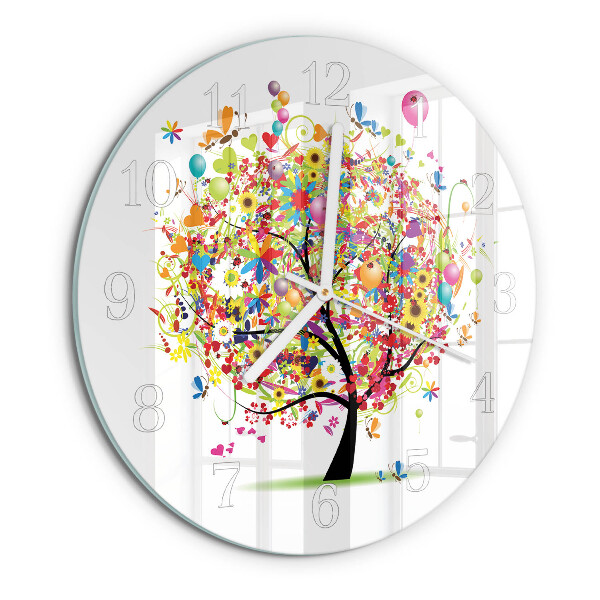 Round wall clock Colorful Tree