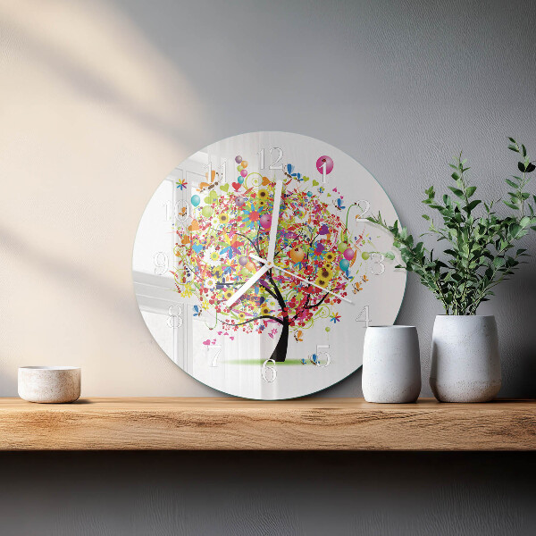 Round wall clock Colorful Tree